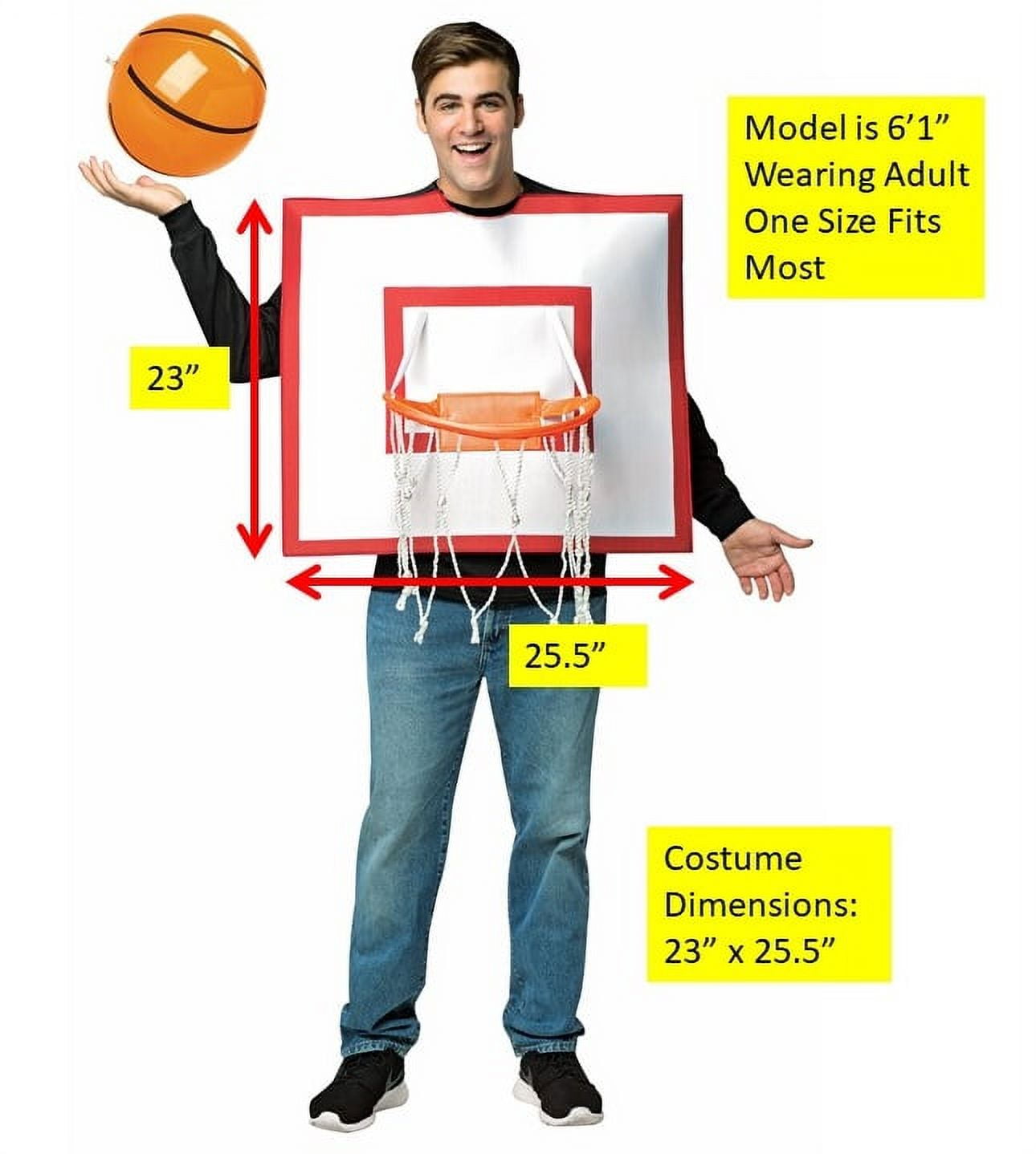 Basketball Hoop with Ball Men's Adult Halloween Costume, One Size, (40-46)